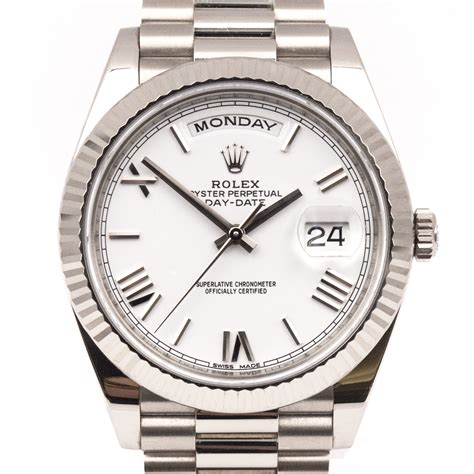 white gold rolex super president|Rolex presidential gold white face.